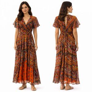 Anthropology Bohemian Akemi+Kin Paisley Maxi Dress Size US 12